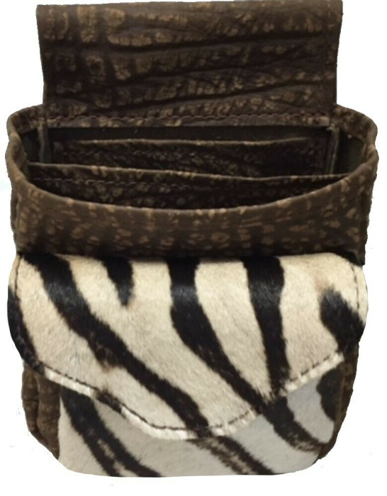 (image for) Burchell Zebra Pocket & Brown Cape Buffalo Shotgun Shell Belt Pouch Deluxe